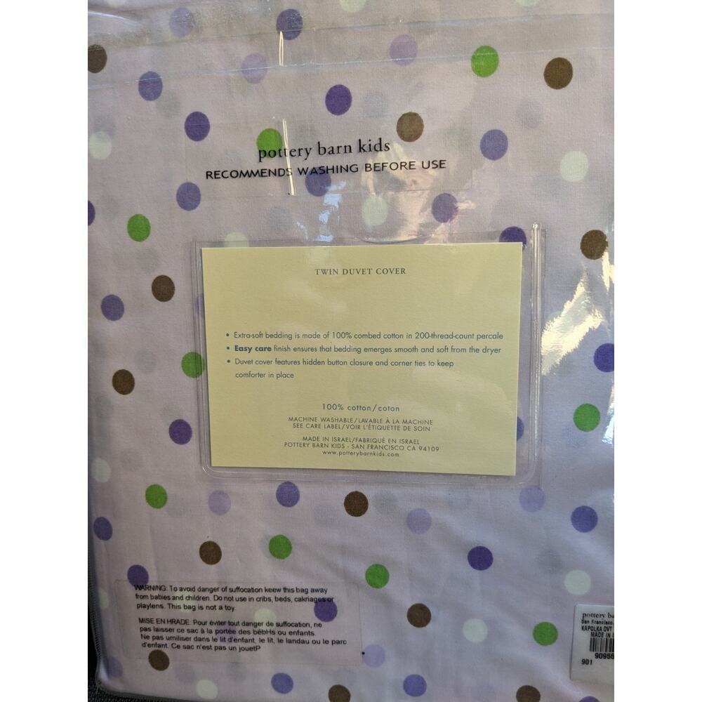 Pottery Barn Kids Polka Dot Bed Bedroom Duvet Cover Twin Purple Reversible Cute - Picture 4 of 4